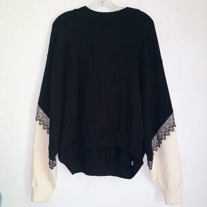 Zara Black&White Sweater with Lace Detailing